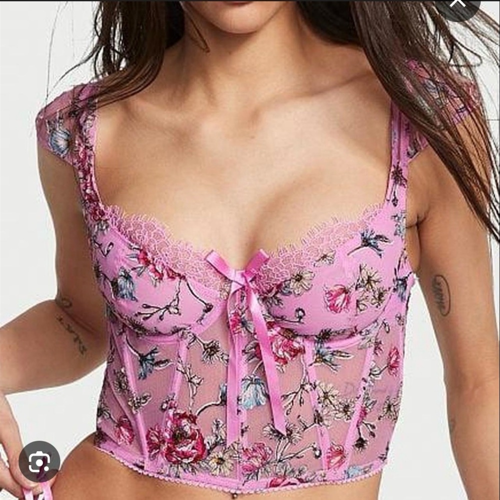 Victoria's Secret Dream Angels Pink Floral Lace Bra Top